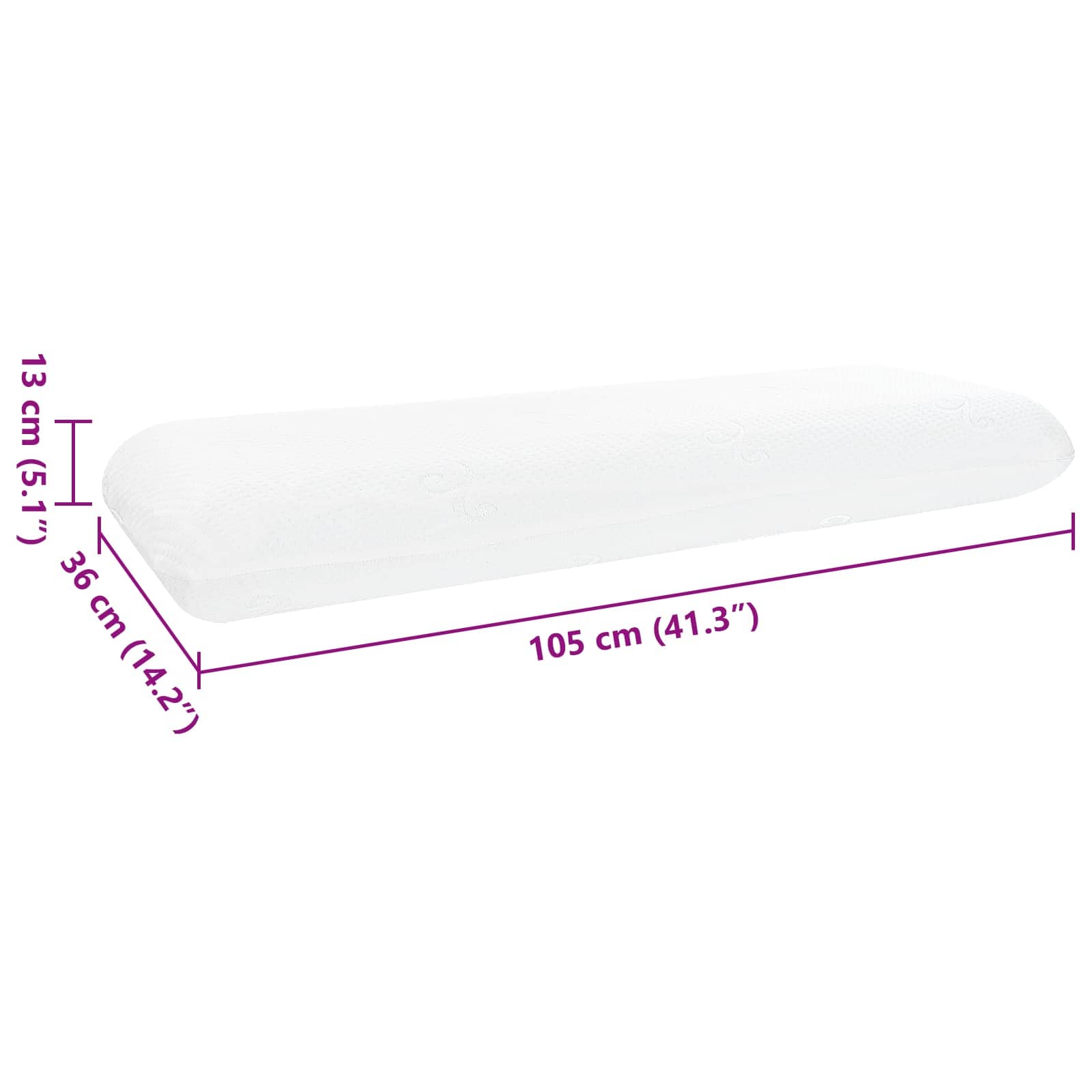 Schlafkissen Uni Weiß 105 x 36 x 13 cm Gel-Speicherschaum