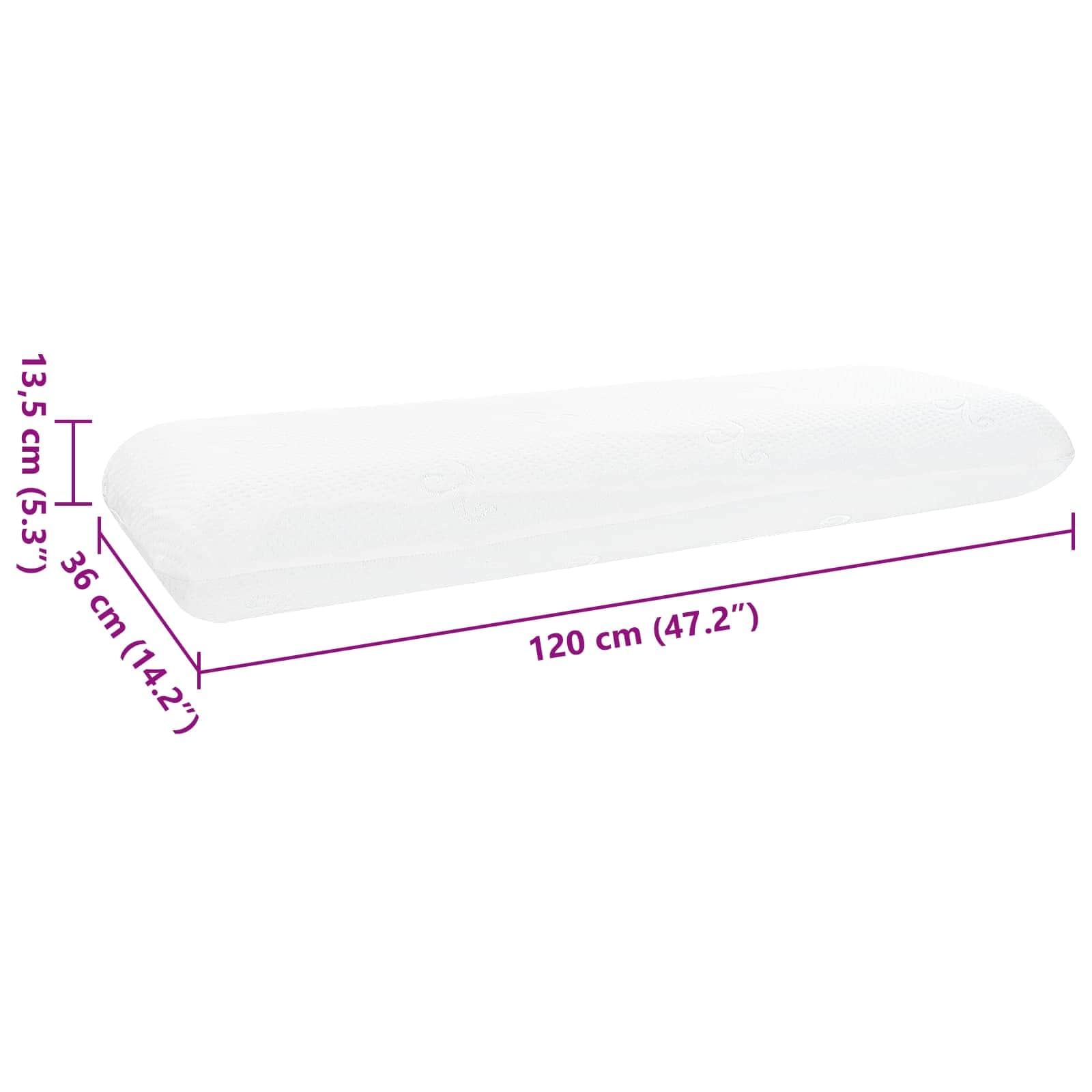 Schlafkissen Uni Weiß 120 x 36 x 13 cm Gel-Speicherschaum