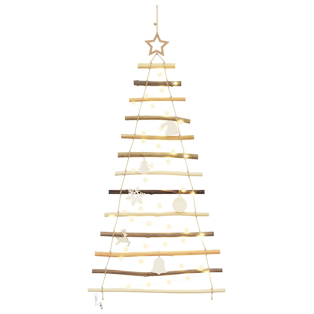 Weihnachtsbaum mit 50 LEDs Natur 120 cm Massives Eschenholz
