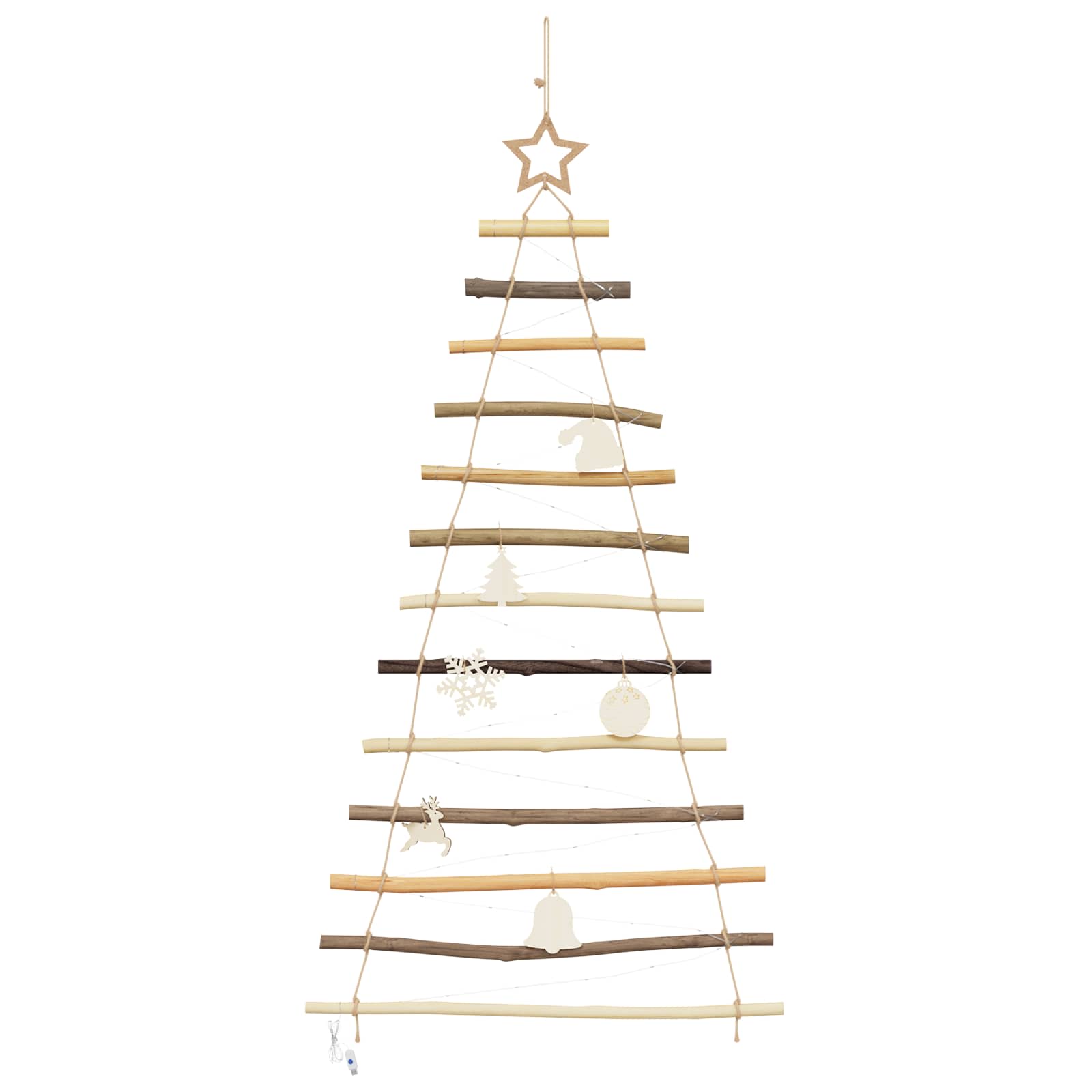 Weihnachtsbaum mit 50 LEDs Natur 120 cm Massives Eschenholz