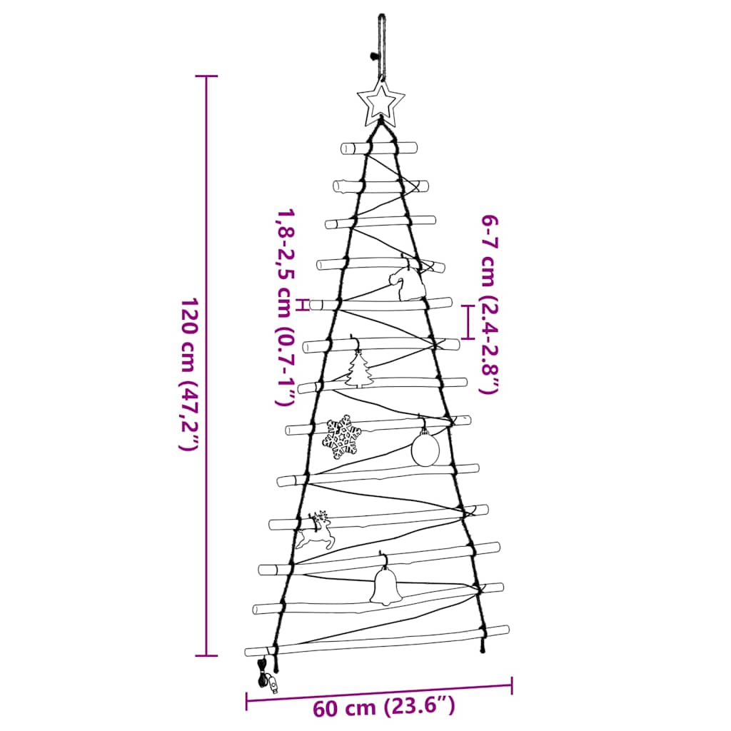 Weihnachtsbaum mit 50 LEDs Natur 120 cm Massives Eschenholz