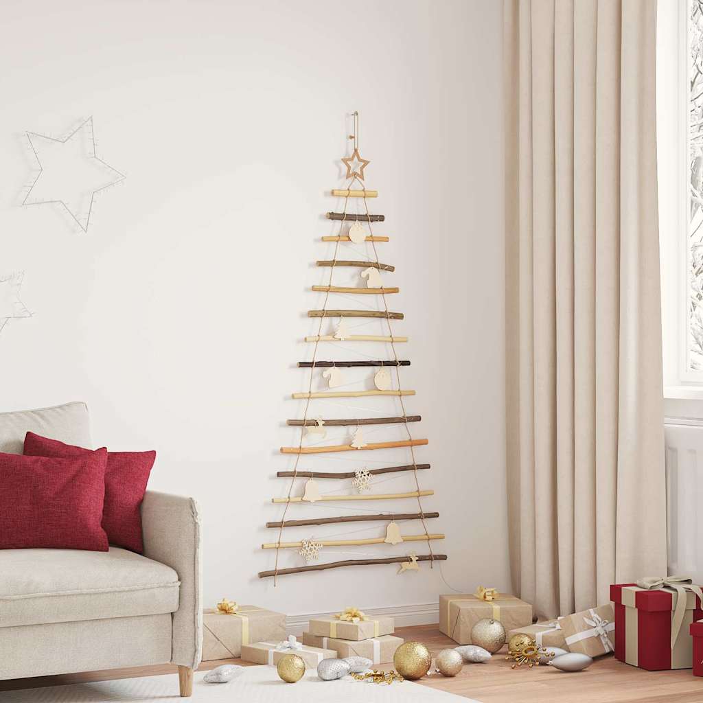 Weihnachtsbaum mit 80 LEDs Natur 150 cm Massives Eschenholz