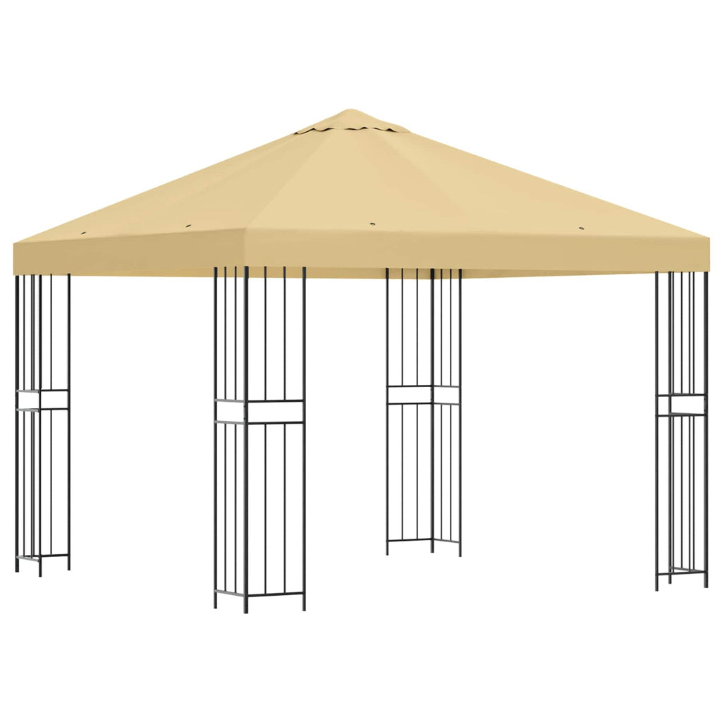 Pavillon 3 x 3 m Creme Polyester und Stahl 190 gsm