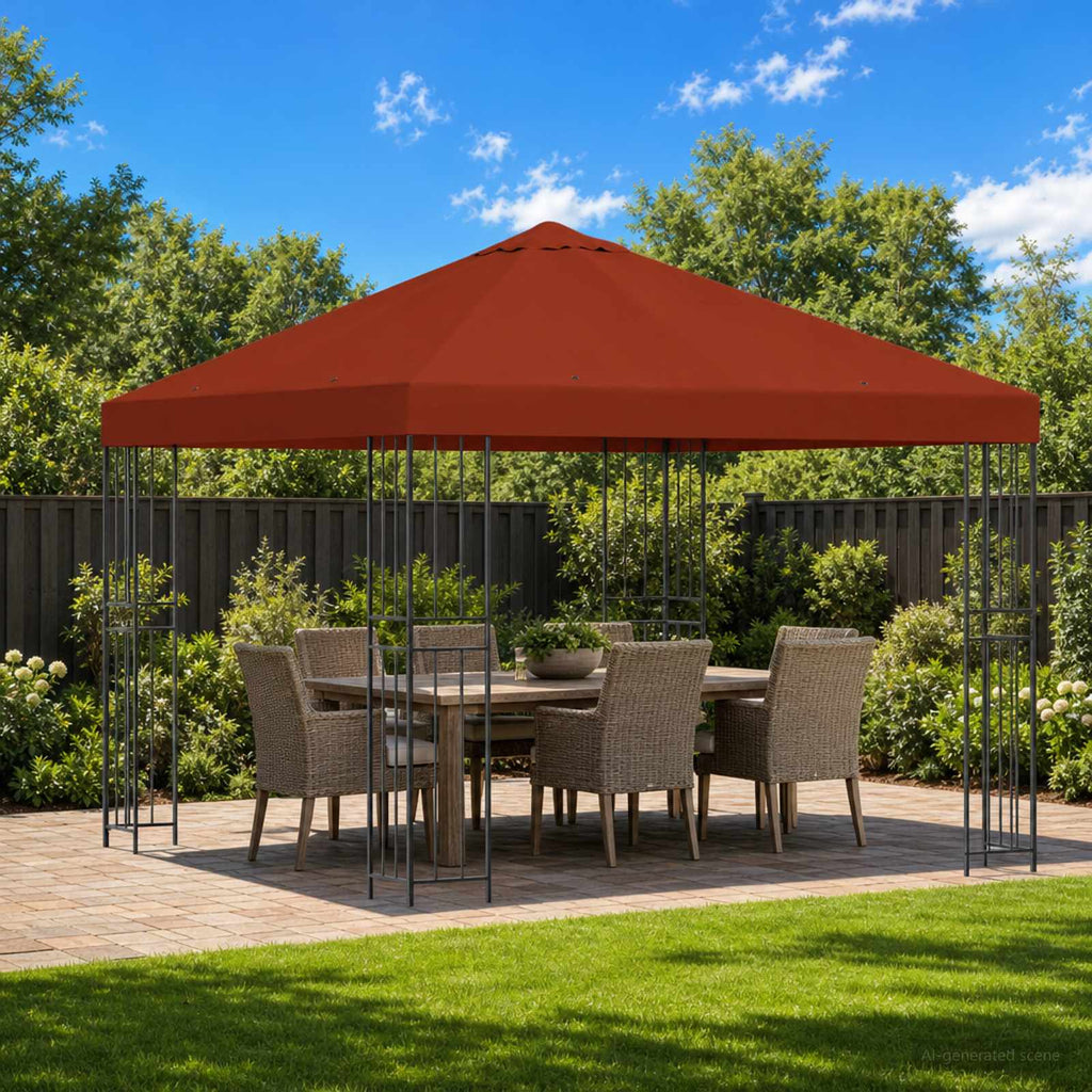 Pavillon 3 x 3 m Terrakotta Polyester und Stahl 190 gsm