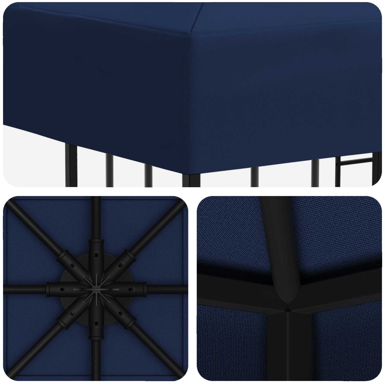 Pavillon 3 x 3 m Blau Polyester und Stahl 190 gsm