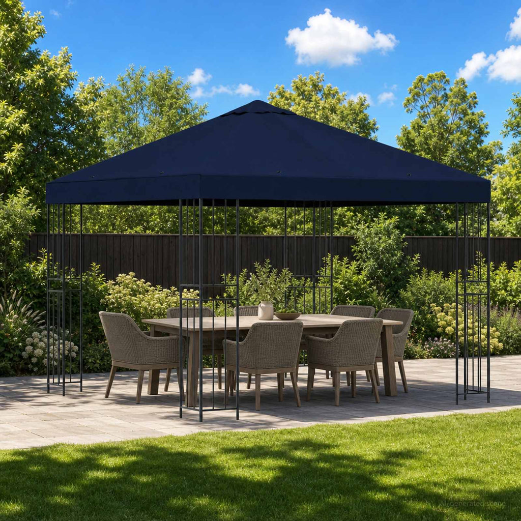 Pavillon 3 x 3 m Blau Polyester und Stahl 190 gsm