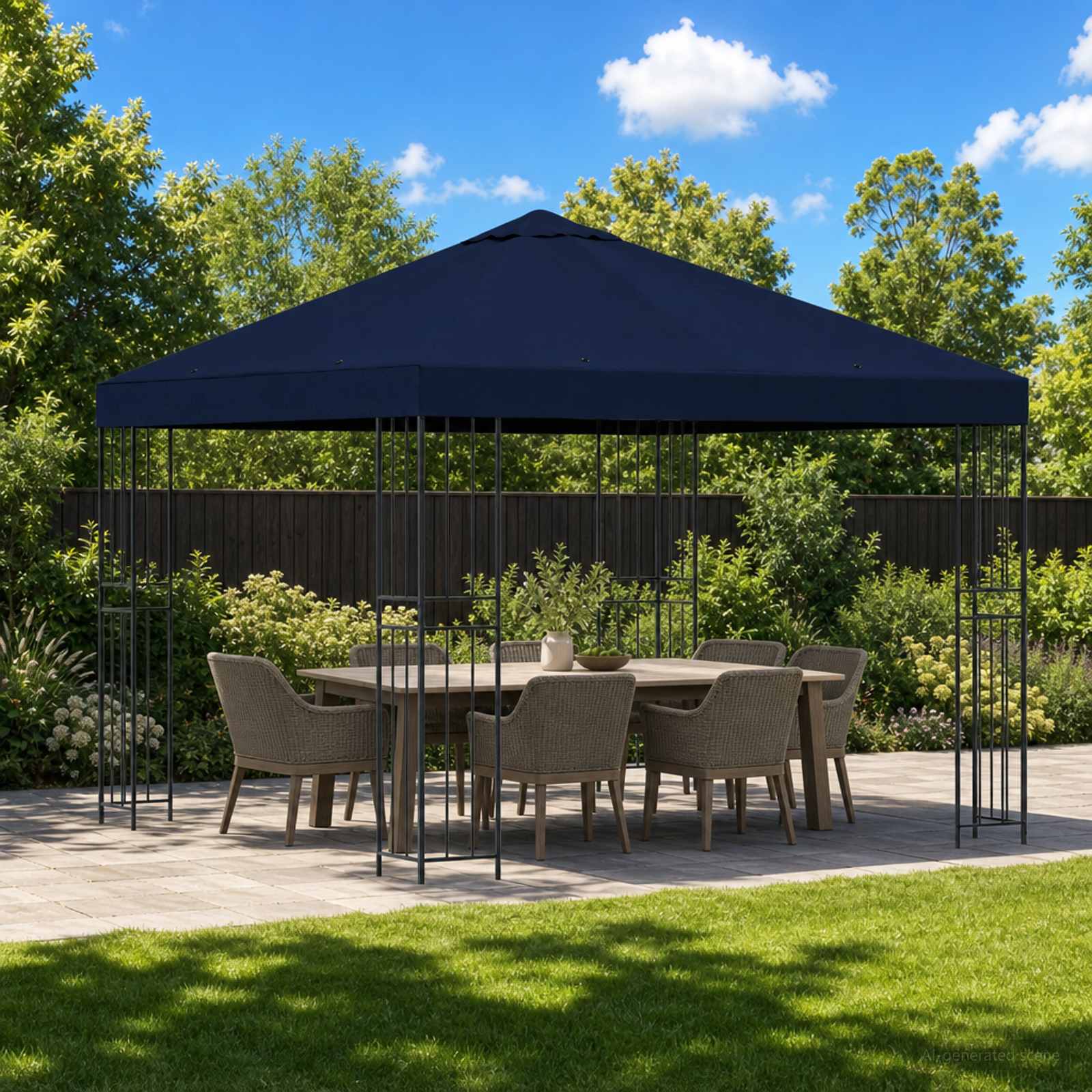 Pavillon 3 x 3 m Blau Polyester und Stahl 190 gsm