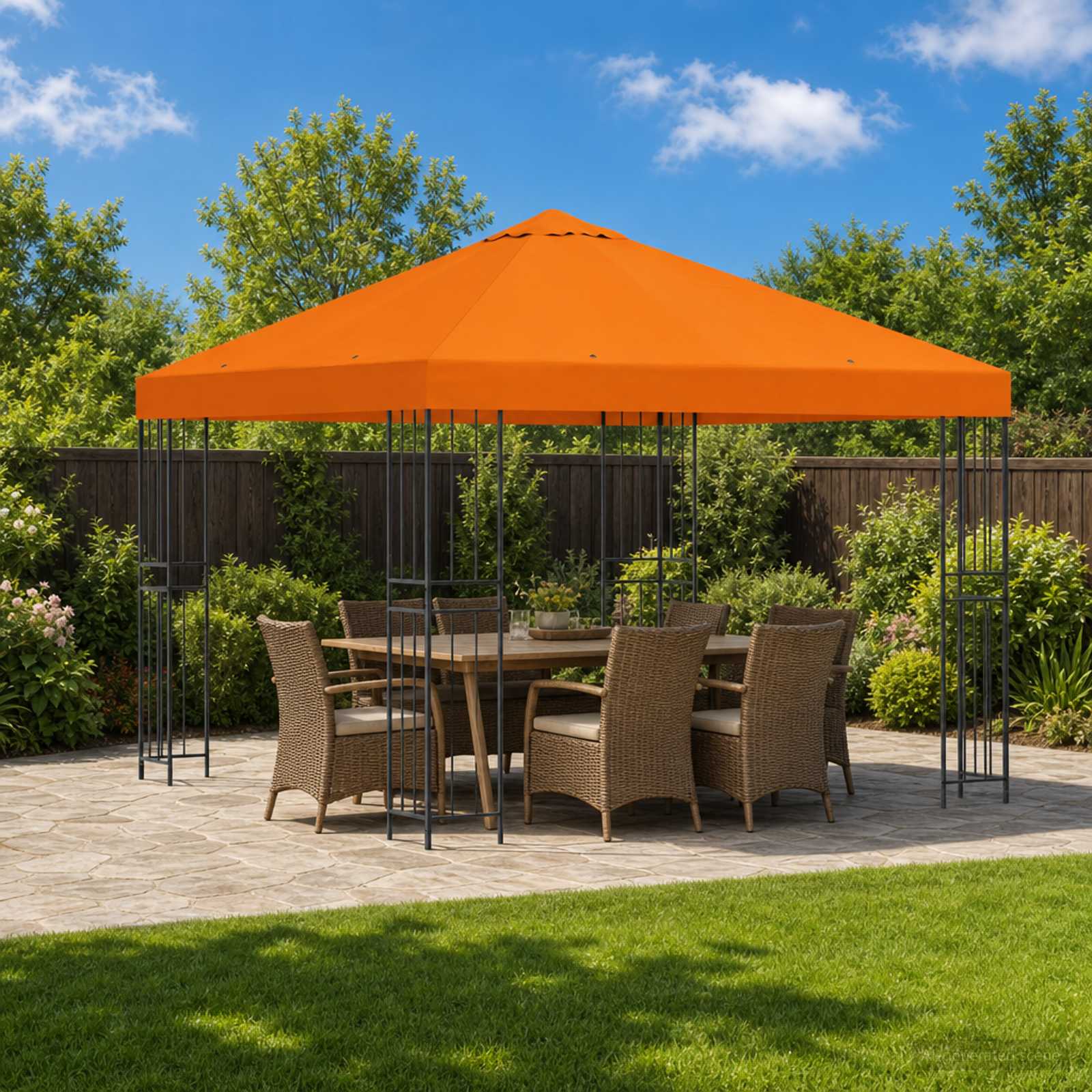 Pavillon 3 x 3 m Orange Polyester und Stahl 190 gsm