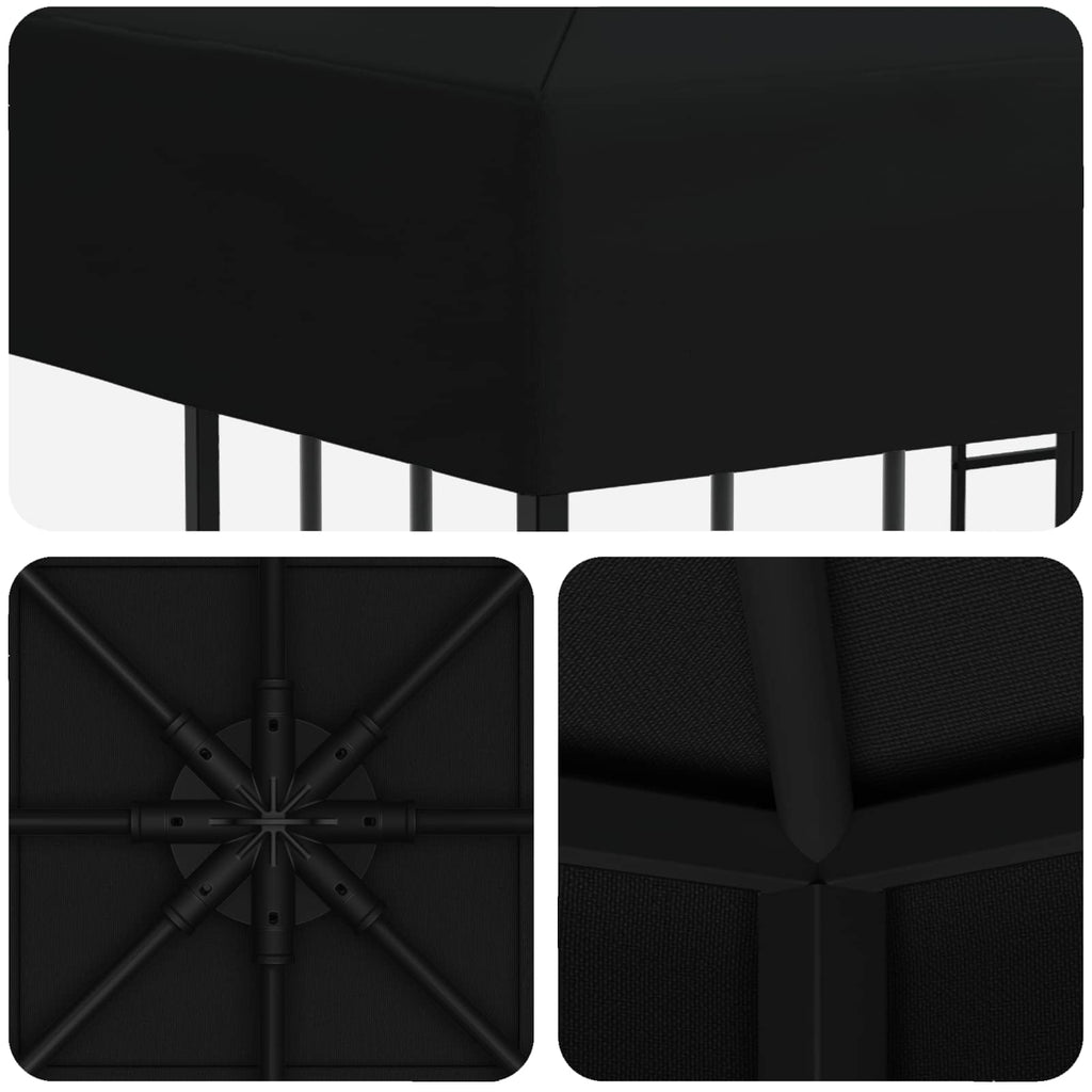 Pavillon 3 x 3 m Schwarz Polyester und Stahl 190 gsm