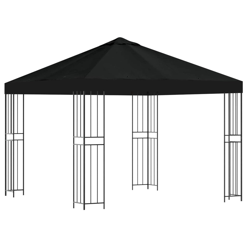 Pavillon 3 x 3 m Schwarz Polyester und Stahl 190 gsm