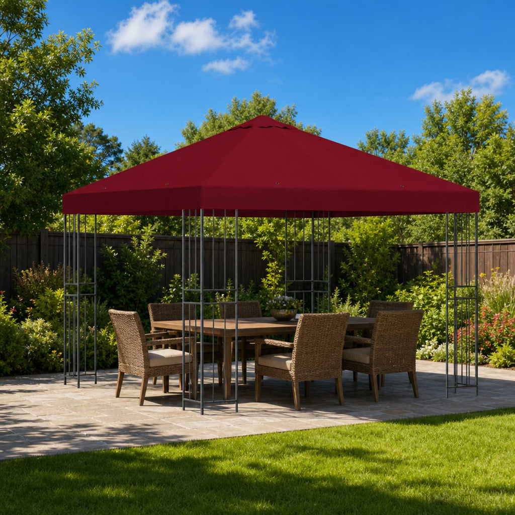 Pavillon 3 x 3 m Bordeauxrot Polyester und Stahl 190 gsm