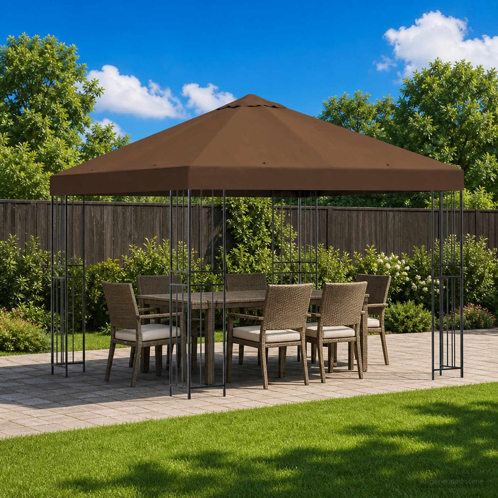 Pavillon 3 x 3 m Braun Polyester und Stahl 190 gsm