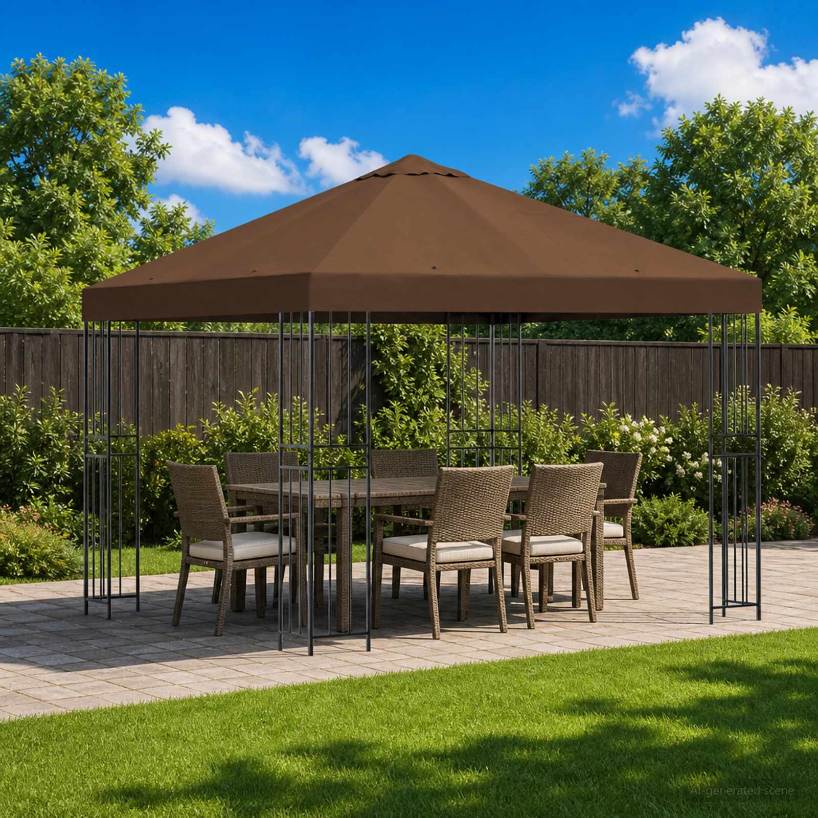 Pavillon 3 x 3 m Braun Polyester und Stahl 190 gsm