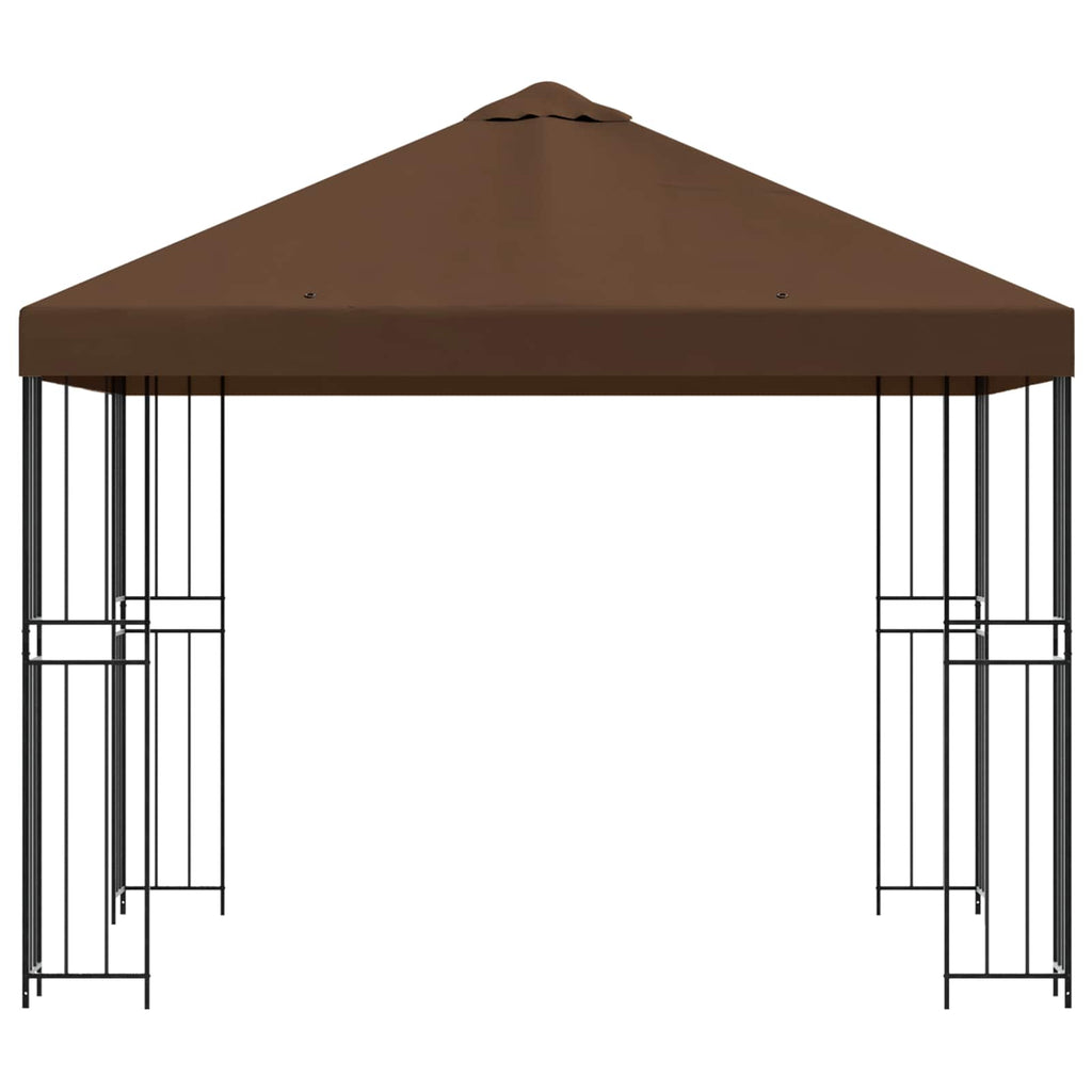 Pavillon 3 x 3 m Braun Polyester und Stahl 190 gsm