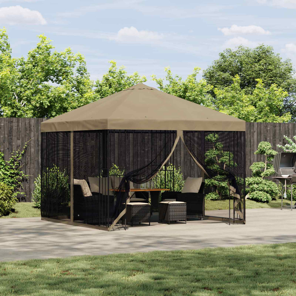 Garten Pavillon mit Seitenwänden 3 x 3 m Beige