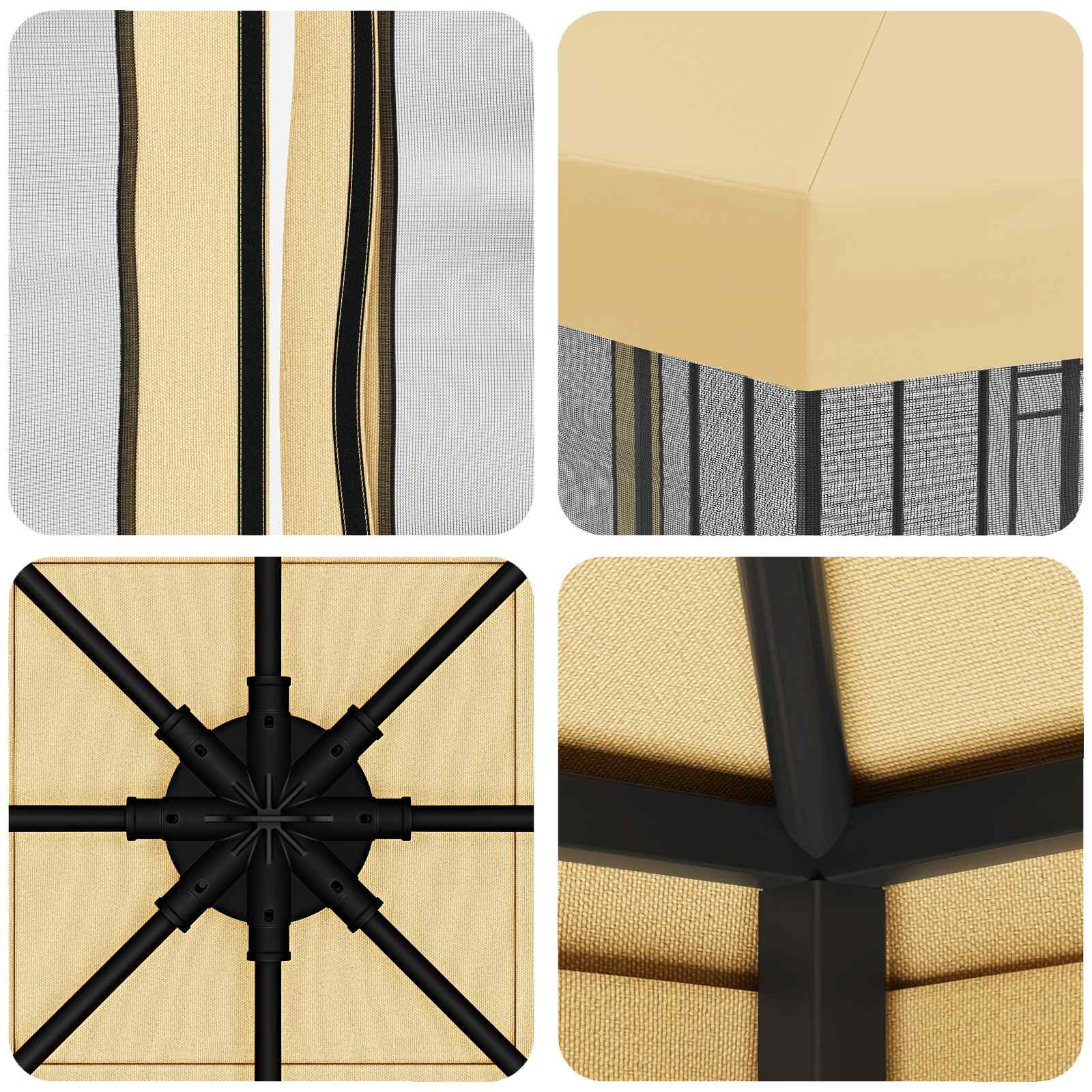 Garten Pavillon mit Seitenwänden 3 x 3 m Creme