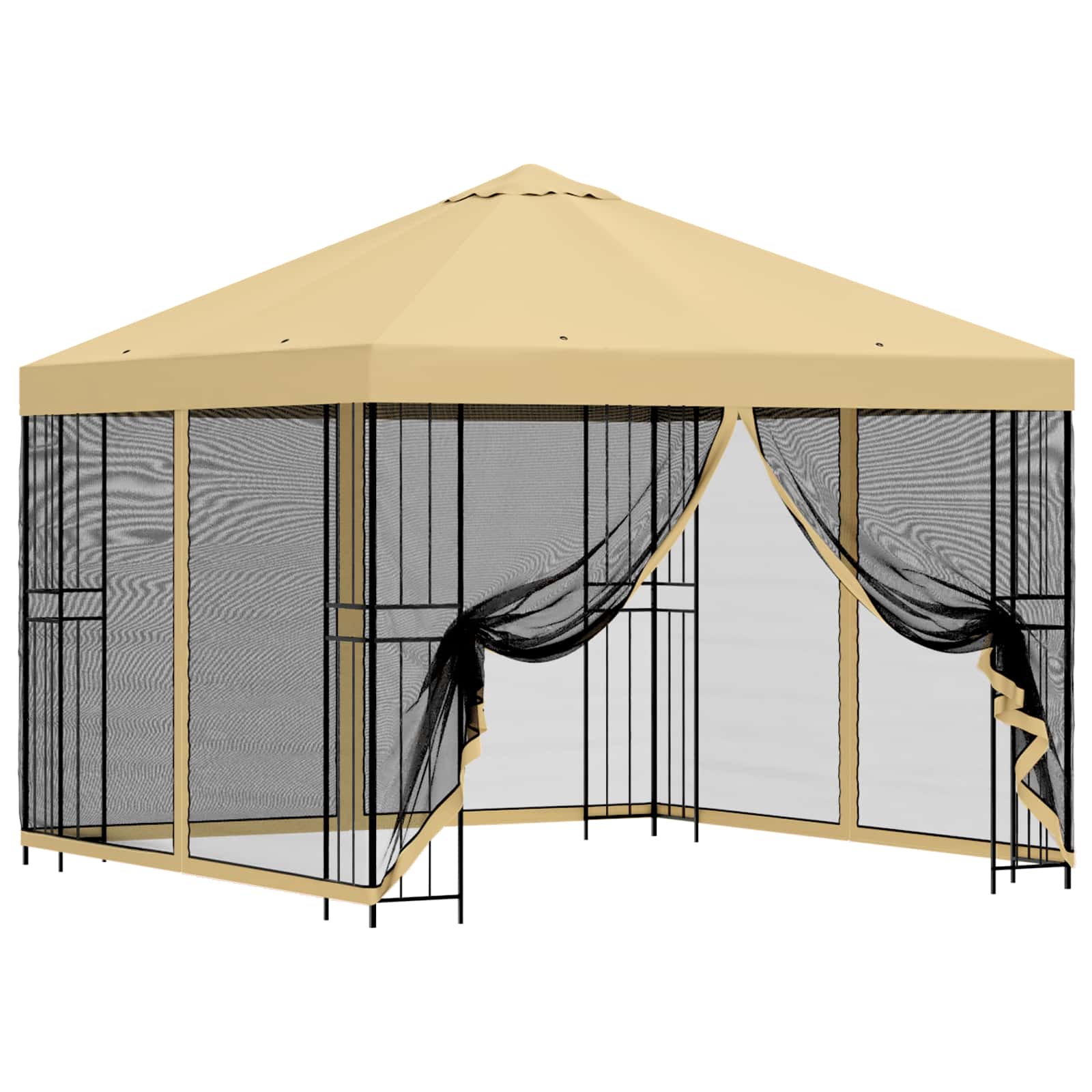 Garten Pavillon mit Seitenwänden 3 x 3 m Creme