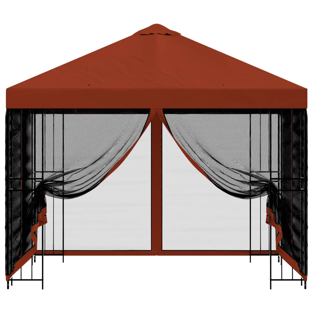Garten Pavillon mit Seitenwänden 3 x 3 m Terrakotta