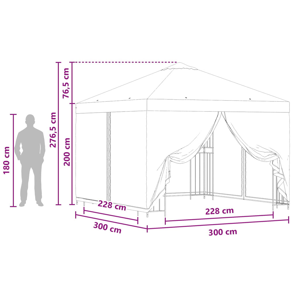 Garten Pavillon mit Seitenwänden 3 x 3 m Grün