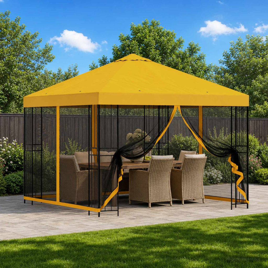 Garten Pavillon mit Seitenwänden 3 x 3 m Gelb