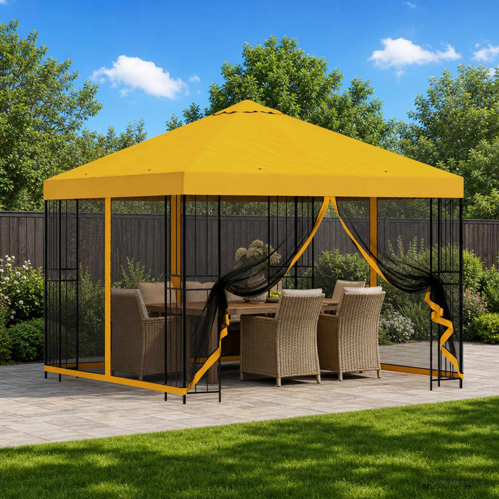 Garten Pavillon mit Seitenwänden 3 x 3 m Gelb
