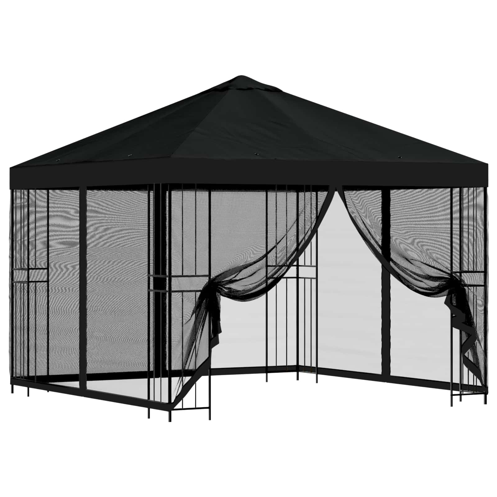 Garten Pavillon mit Seitenwänden 3 x 3 m Schwarz