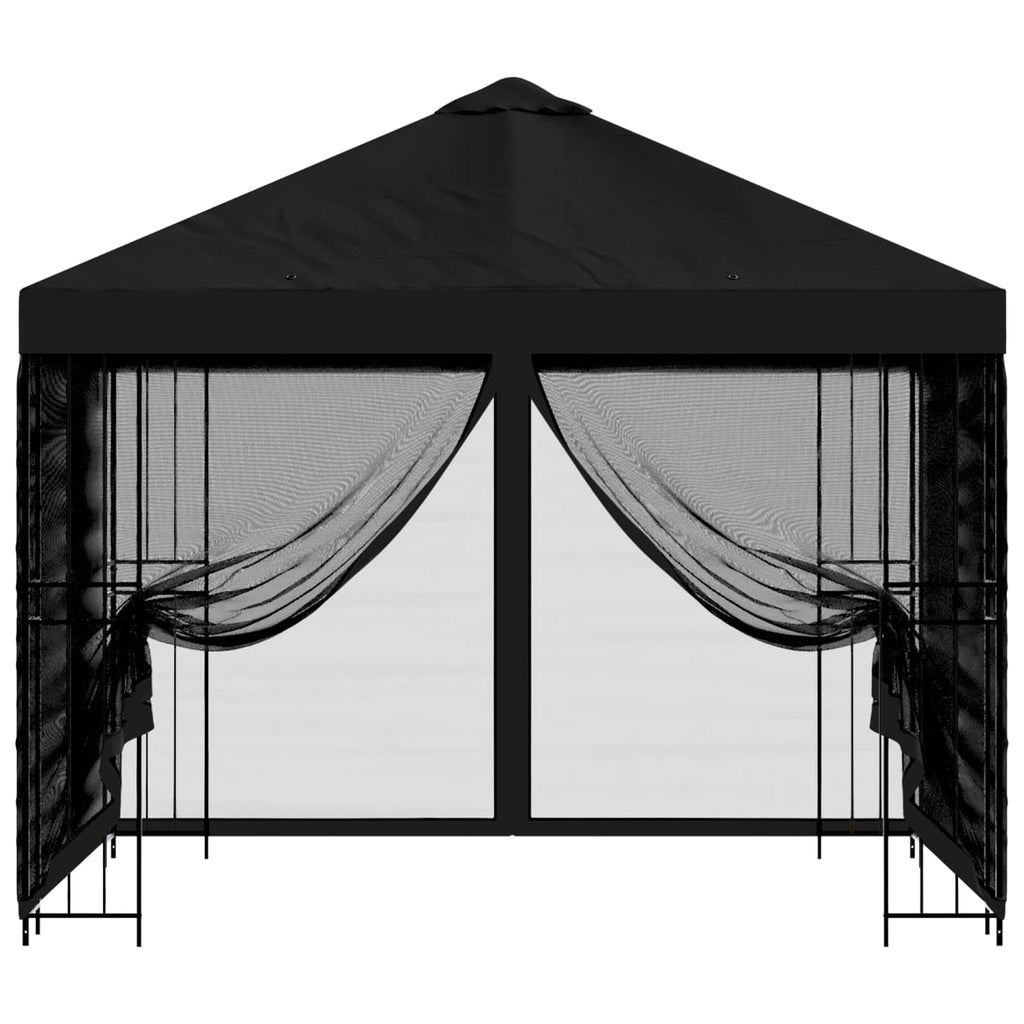 Garten Pavillon mit Seitenwänden 3 x 3 m Schwarz