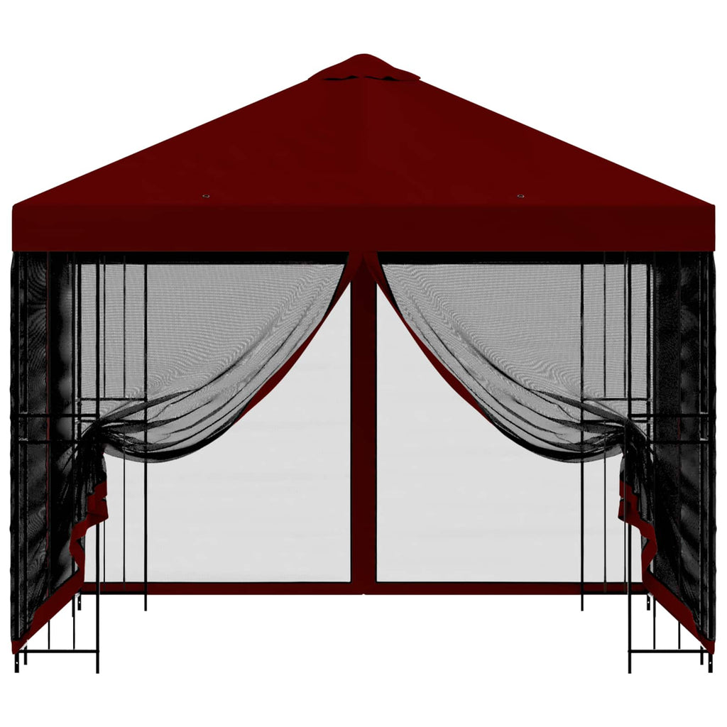 Garten Pavillon mit Seitenwänden 3 x 3 m Bordeauxrot