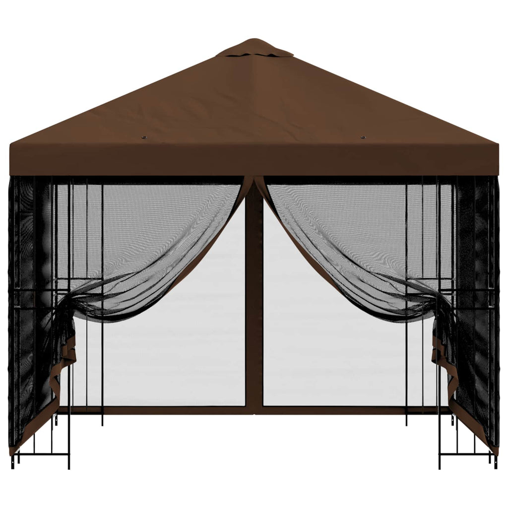 Garten Pavillon mit Seitenwänden 3 x 3 m Braun