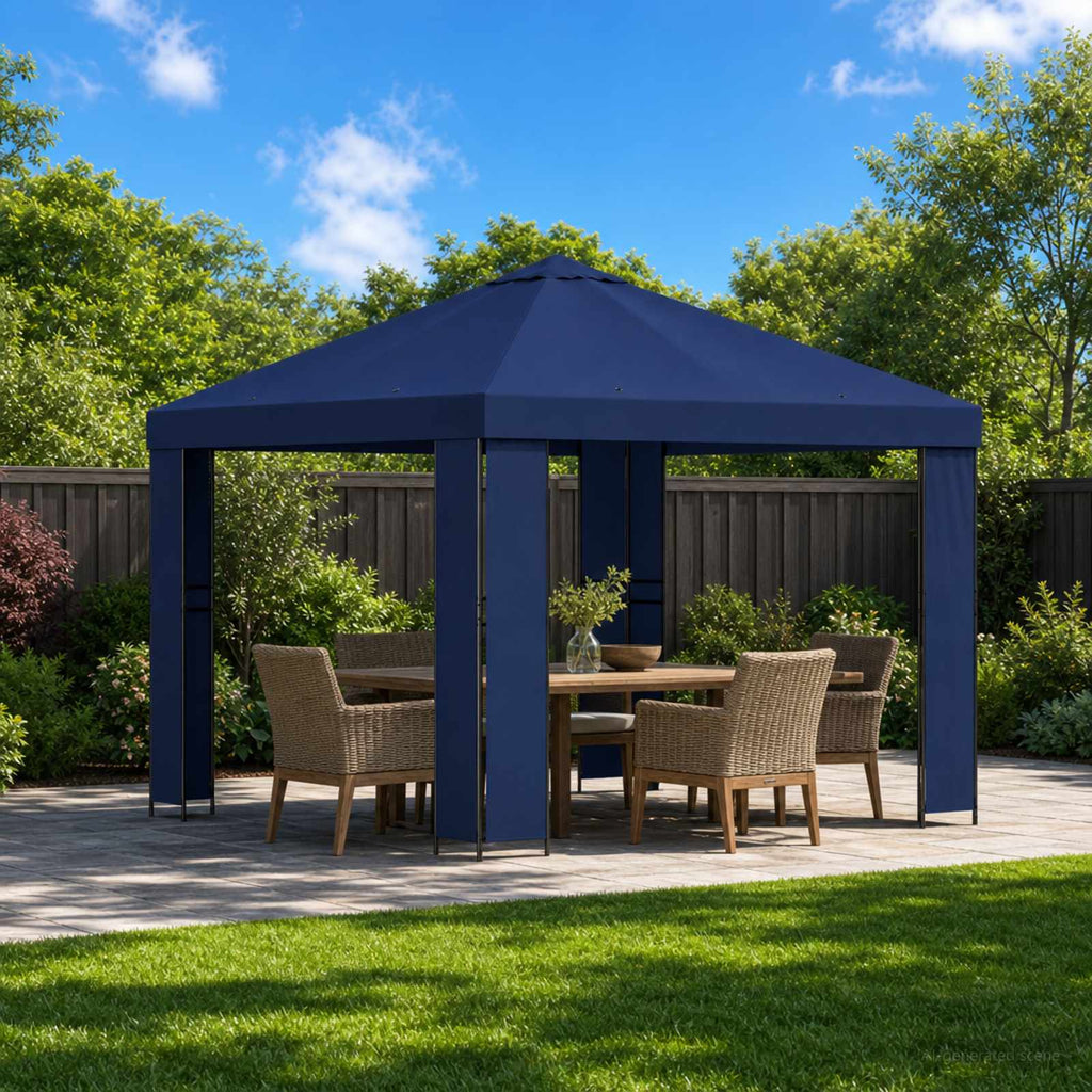 Pavillon 3 x 3 m Blau Polyester und Stahl 190 gsm