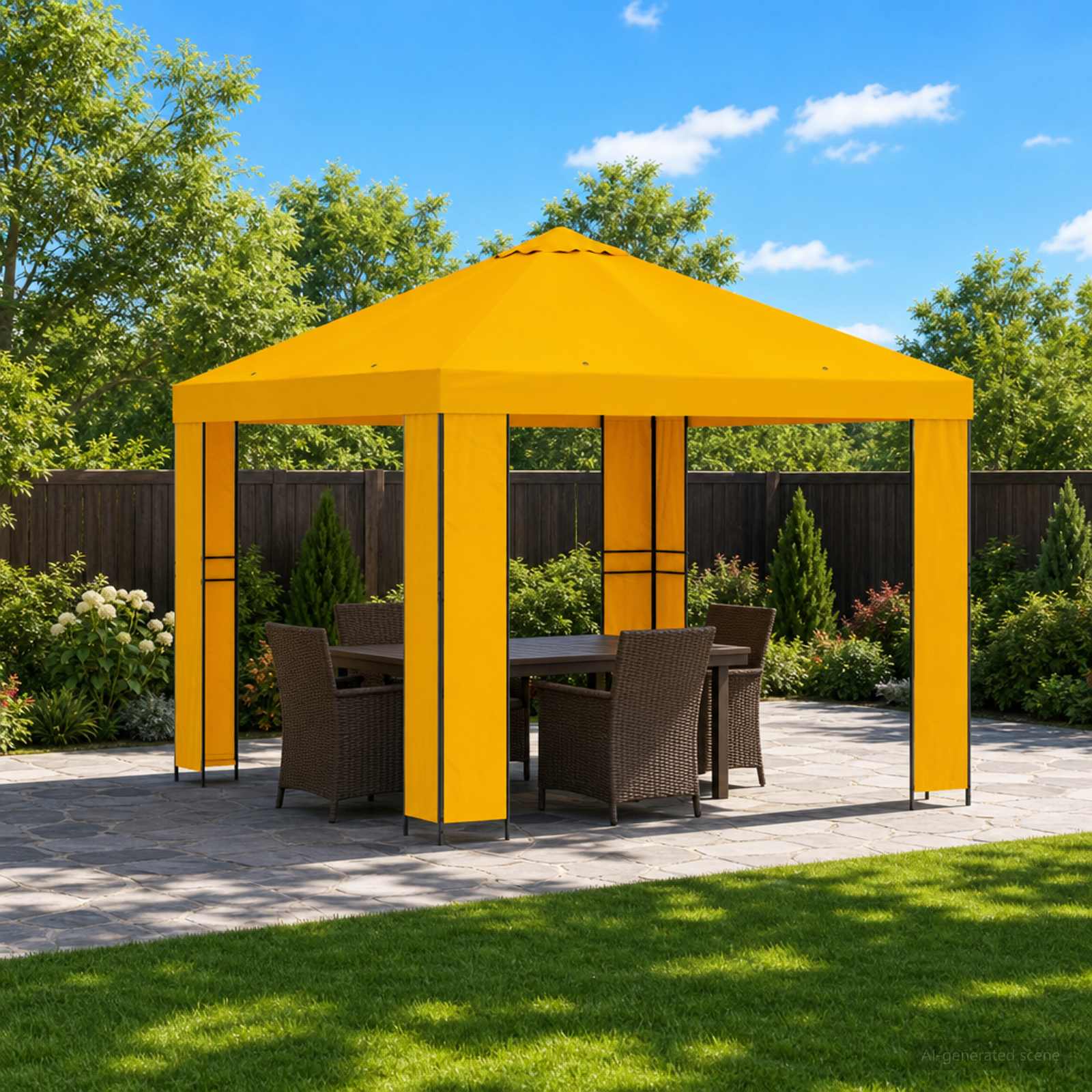 Pavillon 3 x 3 m Gelb Polyester und Stahl 190 gsm