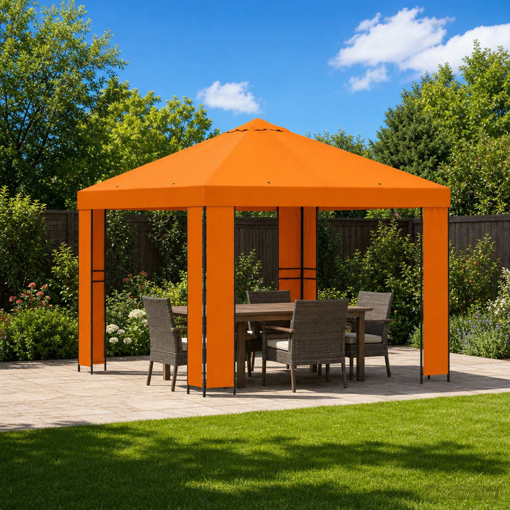 Pavillon 3 x 3 m Orange Polyester und Stahl 190 gsm