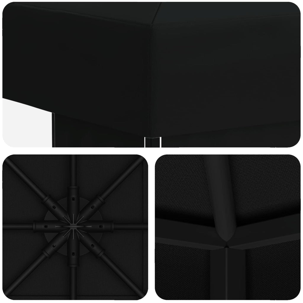 Pavillon 3 x 3 m Schwarz Polyester und Stahl 190 gsm