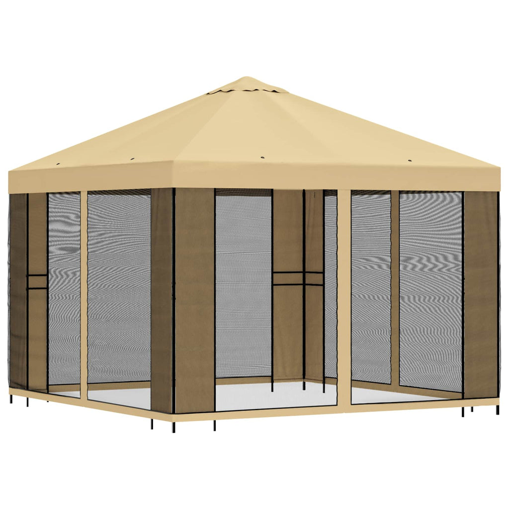 Garten Pavillon mit Seitenwänden 3 x 3 m Creme