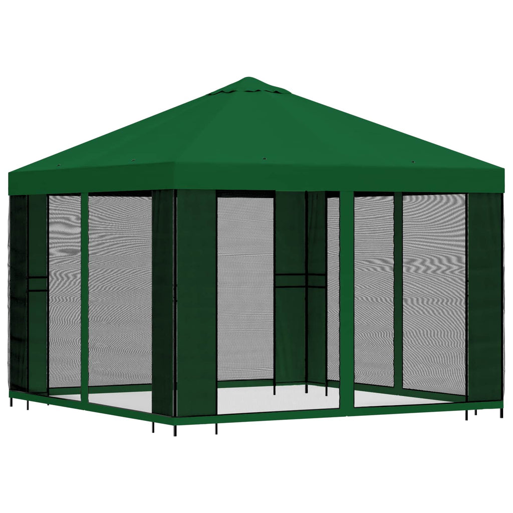 Garten Pavillon mit Seitenwänden 3 x 3 m Grün