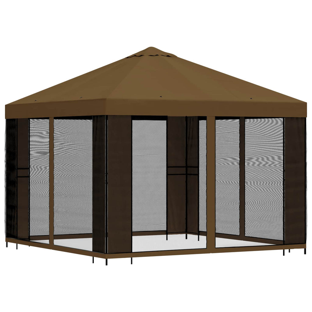 Garten Pavillon mit Seitenwänden 3 x 3 m Taupe