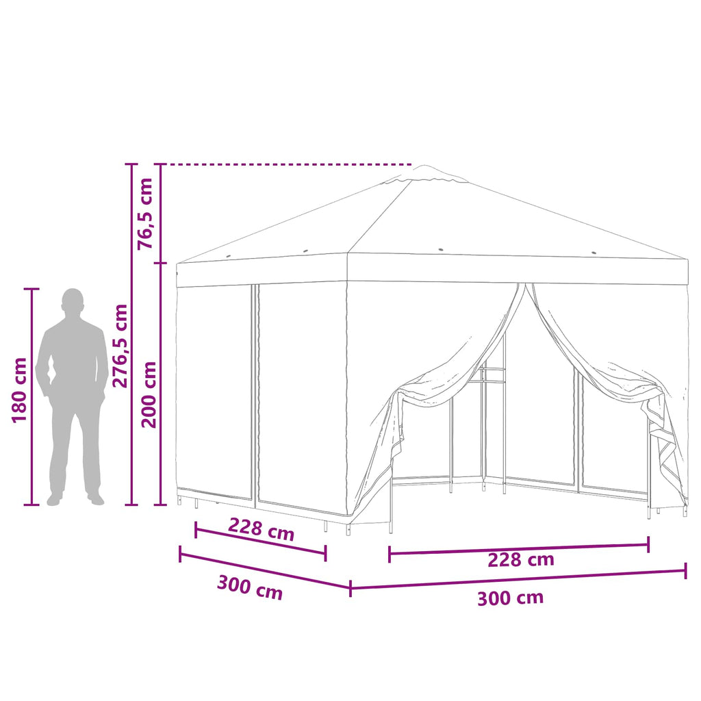 Garten Pavillon mit Seitenwänden 3 x 3 m Orange