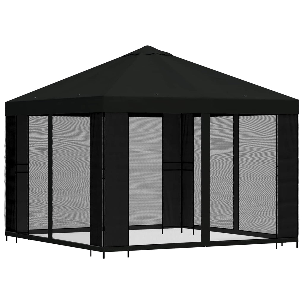 Garten Pavillon mit Seitenwänden 3 x 3 m Schwarz