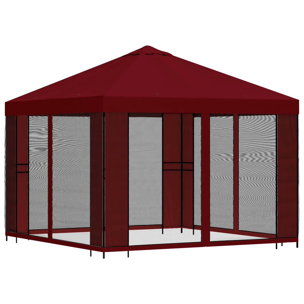 Garten Pavillon mit Seitenwänden 3 x 3 m Bordeauxrot