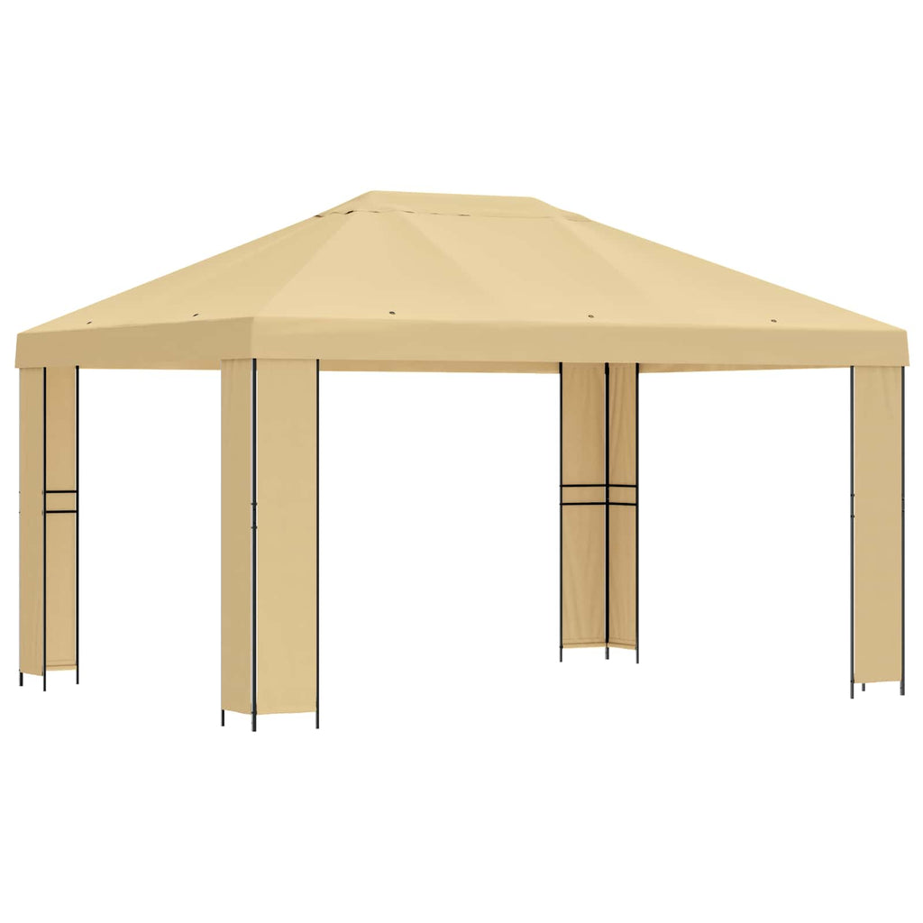 Pavillon 4 x 3 m Creme Polyester und Stahl 190 gsm