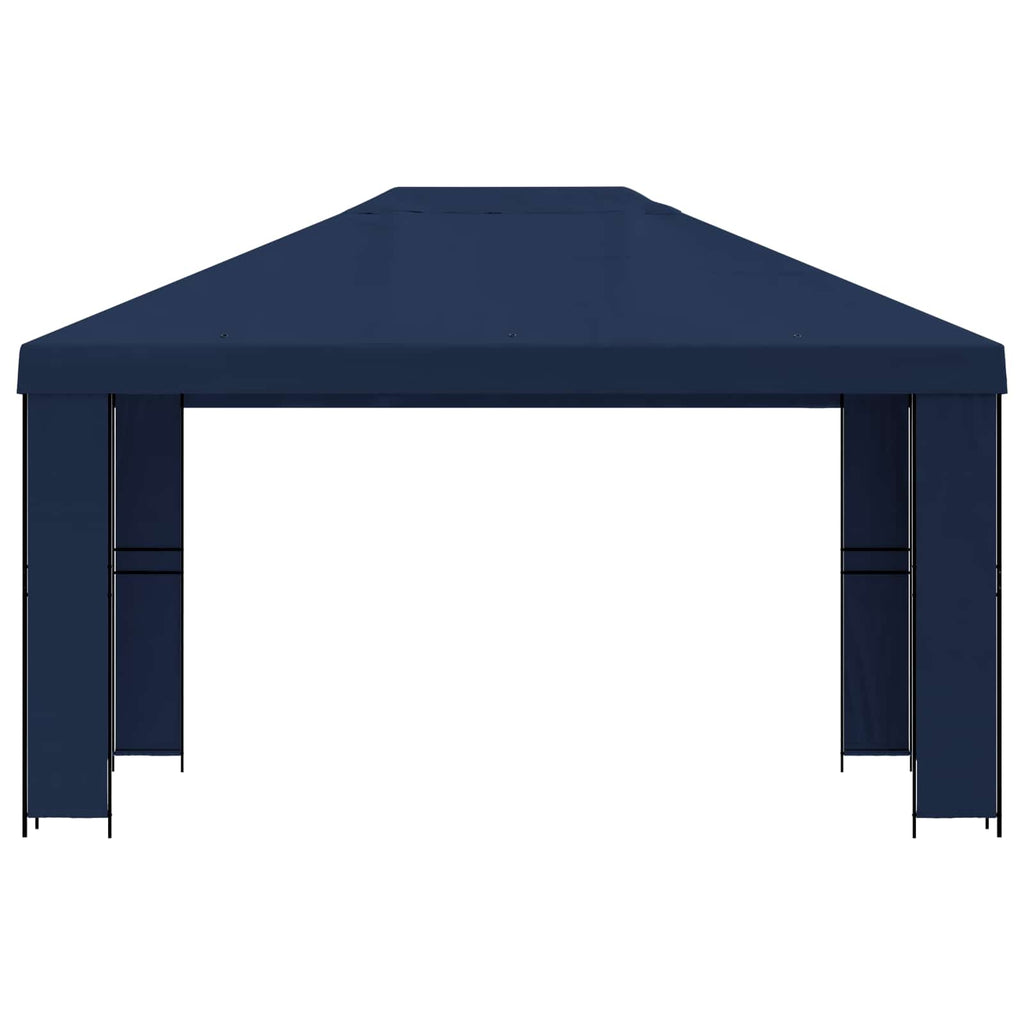 Pavillon 4 x 3 m Blau Polyester und Stahl 190 gsm