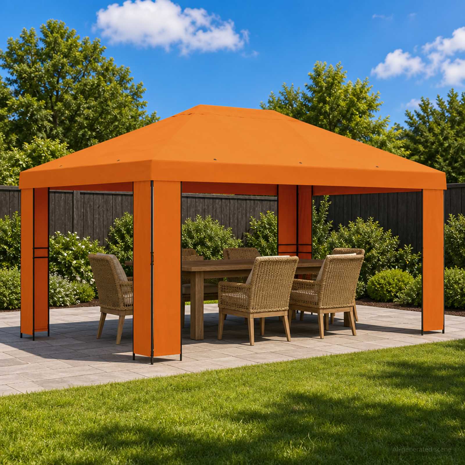 Pavillon 4 x 3 m Orange Polyester und Stahl 190 gsm