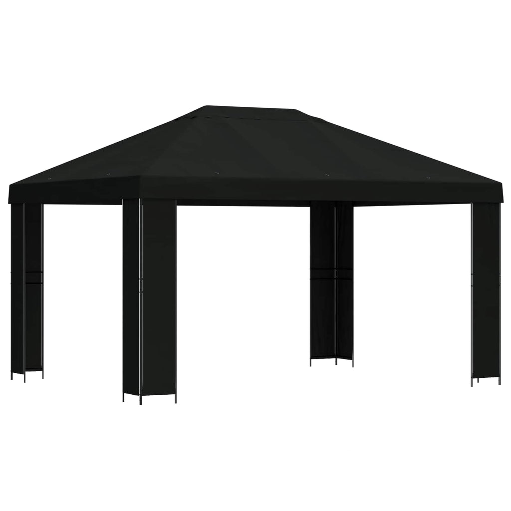 Pavillon 4 x 3 m Schwarz Polyester und Stahl 190 gsm