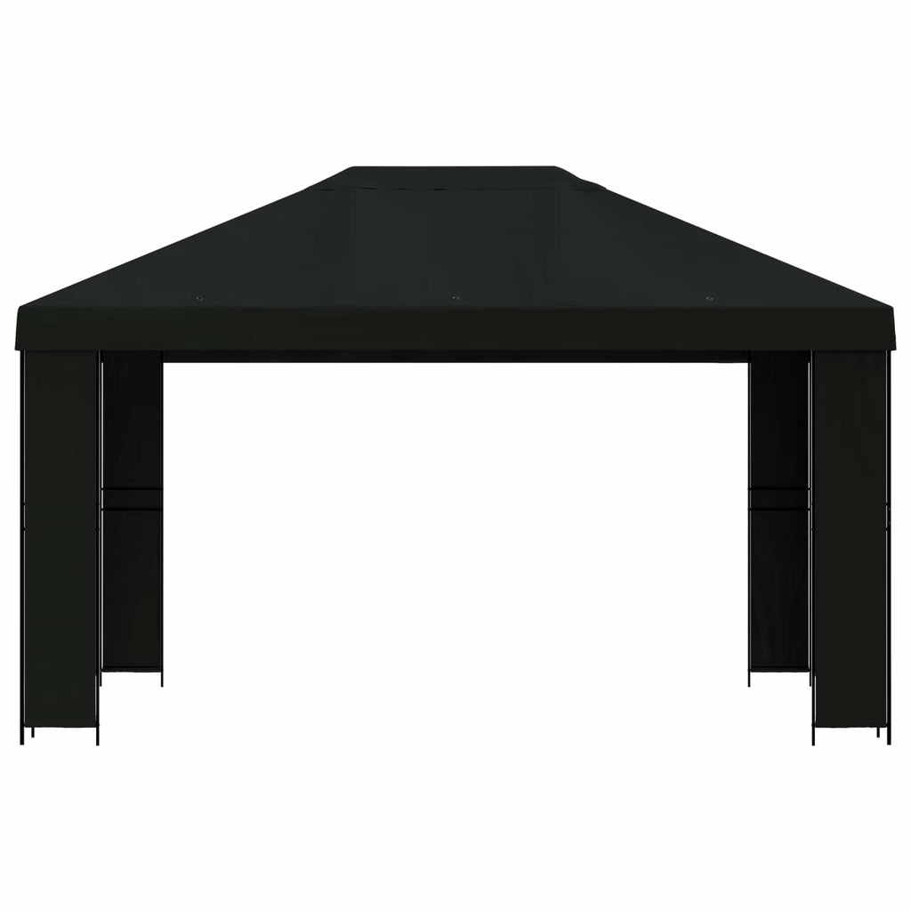 Pavillon 4 x 3 m Schwarz Polyester und Stahl 190 gsm