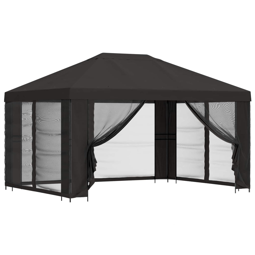 Garten Pavillon mit Seitenwänden 4 x 3 m Anthrazit