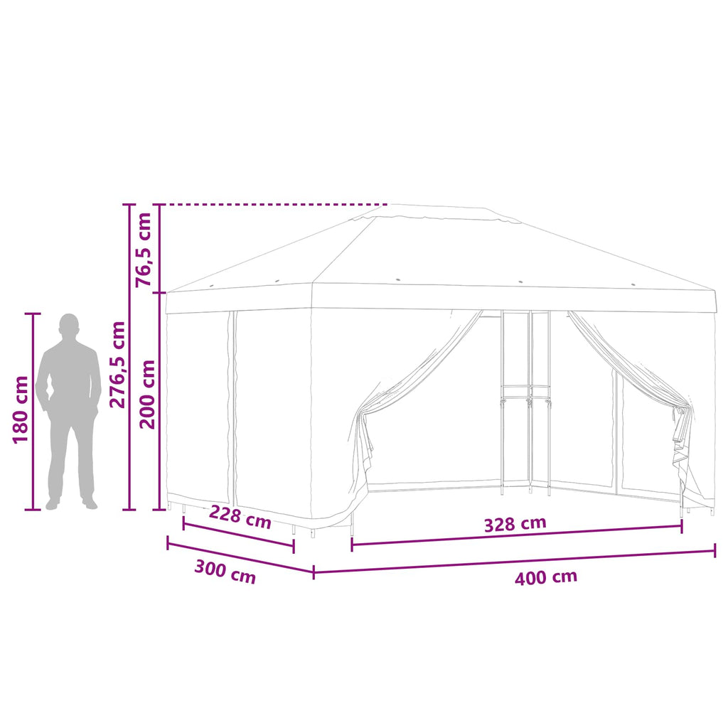Pavillon mit Seitenwänden 4 x 3 m Terrakotta