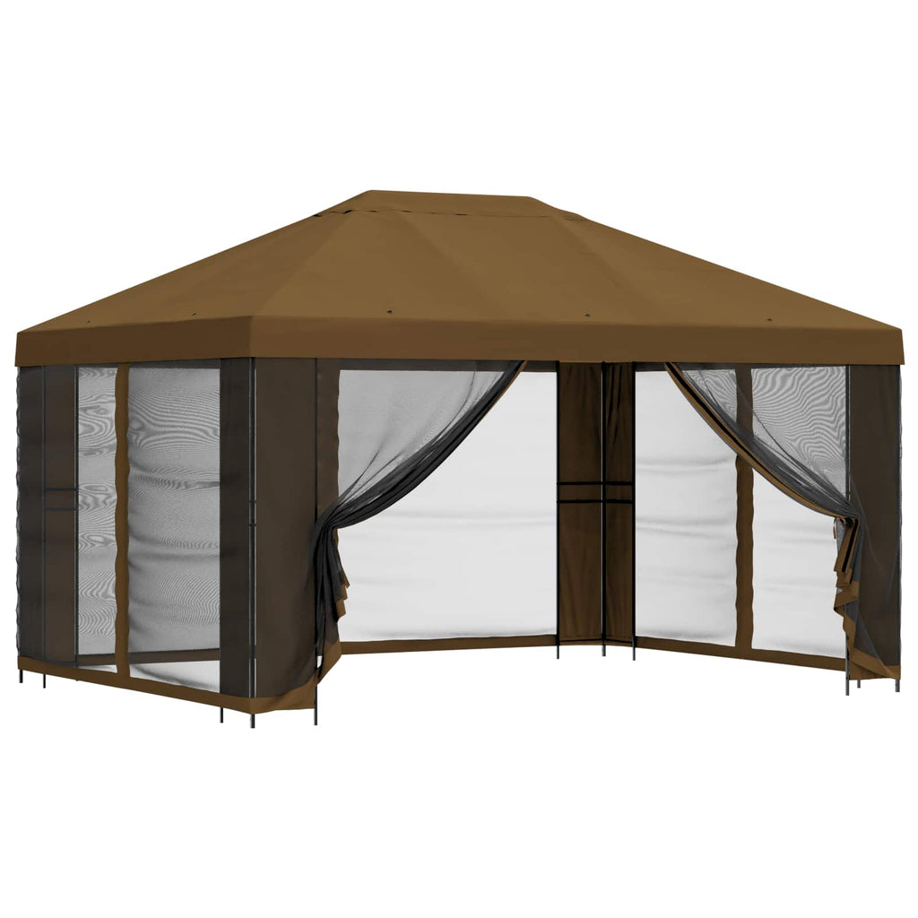 Garten Pavillon mit Seitenwänden 4 x 3 m Taupe