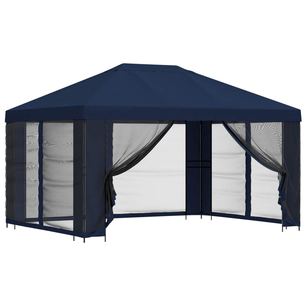 Garten Pavillon mit Seitenwänden 4 x 3 m Blau