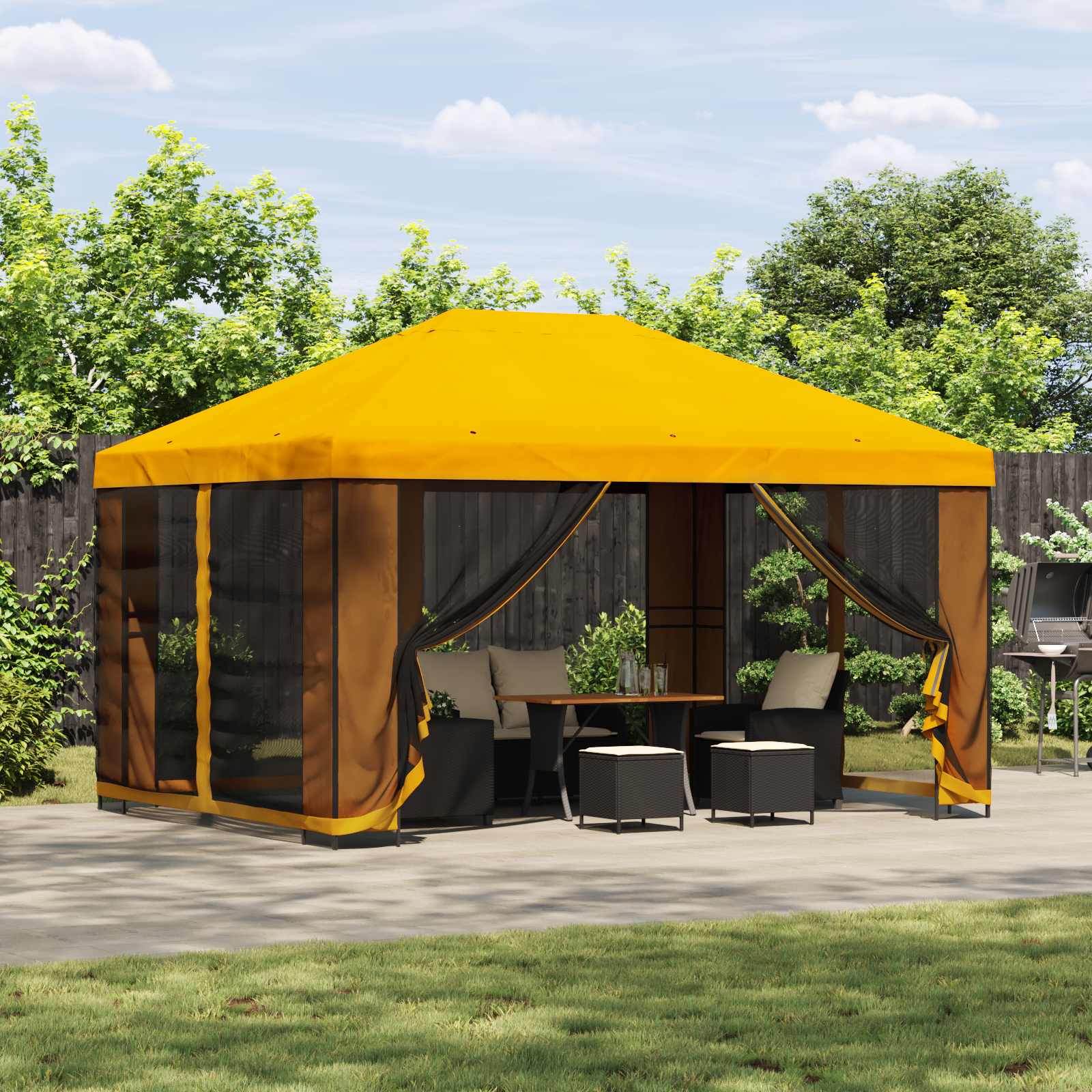 Garten Pavillon mit Seitenwänden 4 x 3 m Gelb