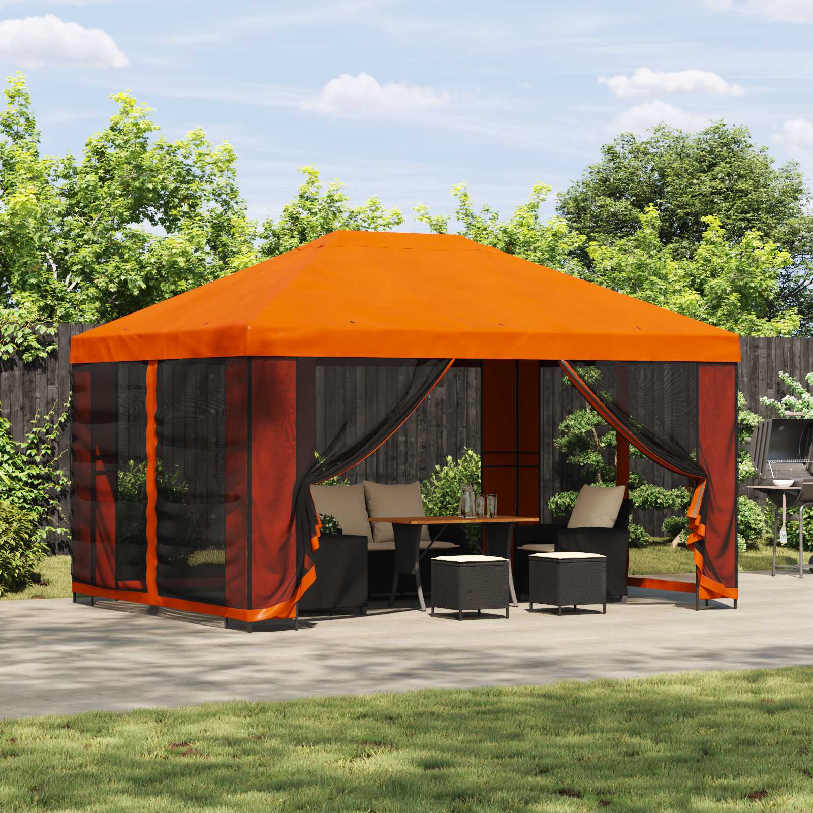 Garten Pavillon mit Seitenwänden 4 x 3 m Orange